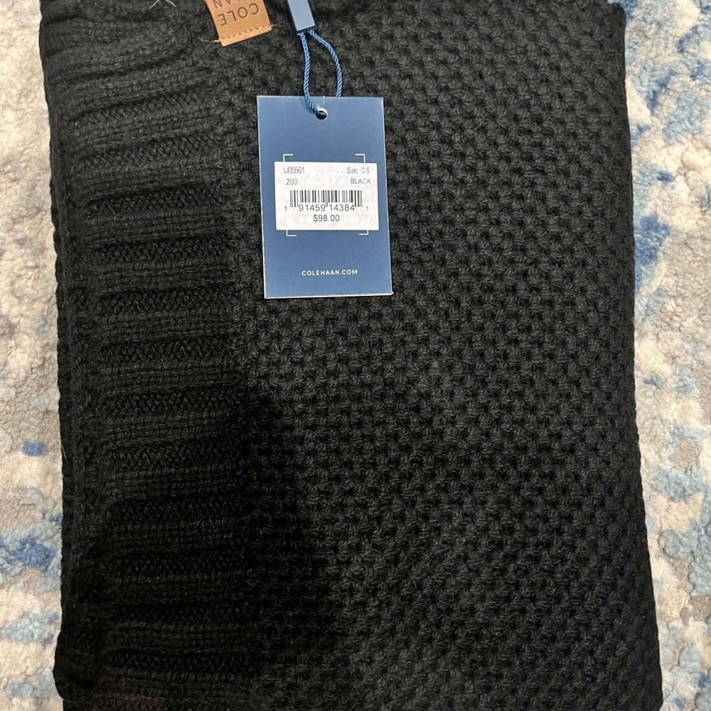 NWT black cole haan knitted scarf